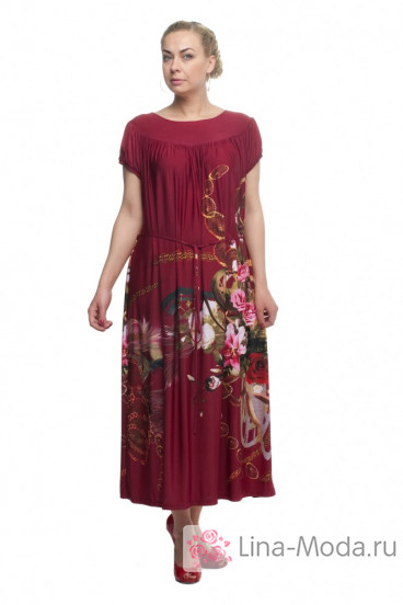 Платье "Олси" 1605037/1 ОЛСИ (Красный/цветы)
